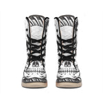 Cross Piston Mechanic Skull Print Winter Boots