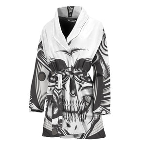 Cross Piston Mechanic Skull Print Women's Bathrobe