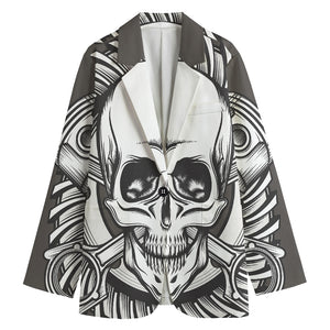 Cross Piston Mechanic Skull Print Women's Blazer