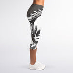 Cross Piston Mechanic Skull Print Women's Capri Leggings