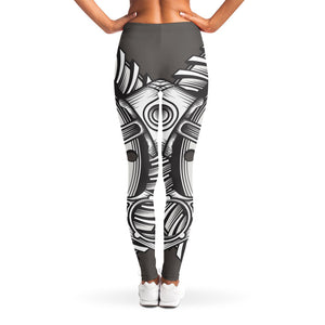 Cross Piston Mechanic Skull Print Women's Leggings