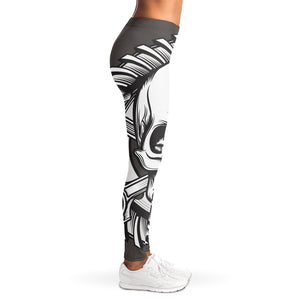 Cross Piston Mechanic Skull Print Women's Leggings