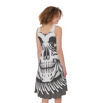 Cross Piston Mechanic Skull Print Women's Sleeveless Dress