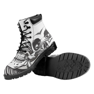 Cross Piston Mechanic Skull Print Work Boots