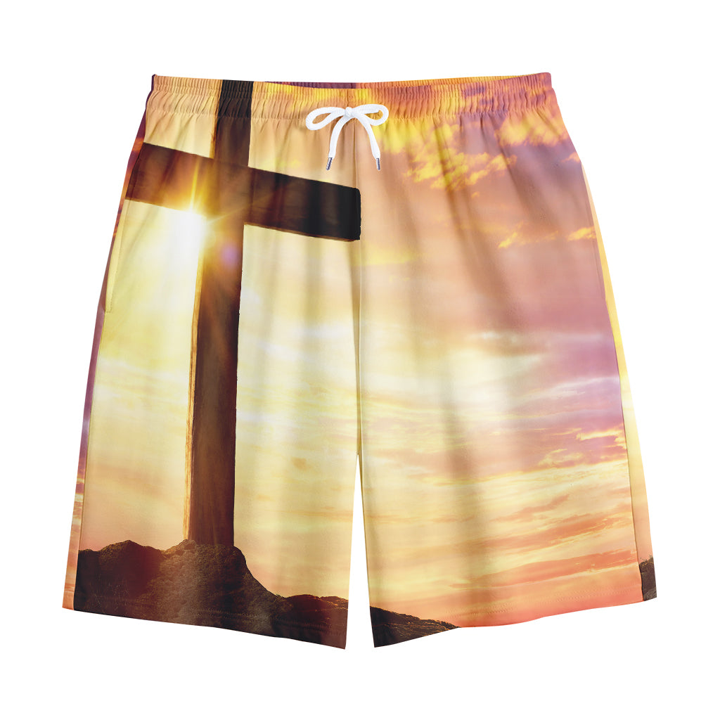 Crucifixion Of Jesus Christ Print Cotton Shorts