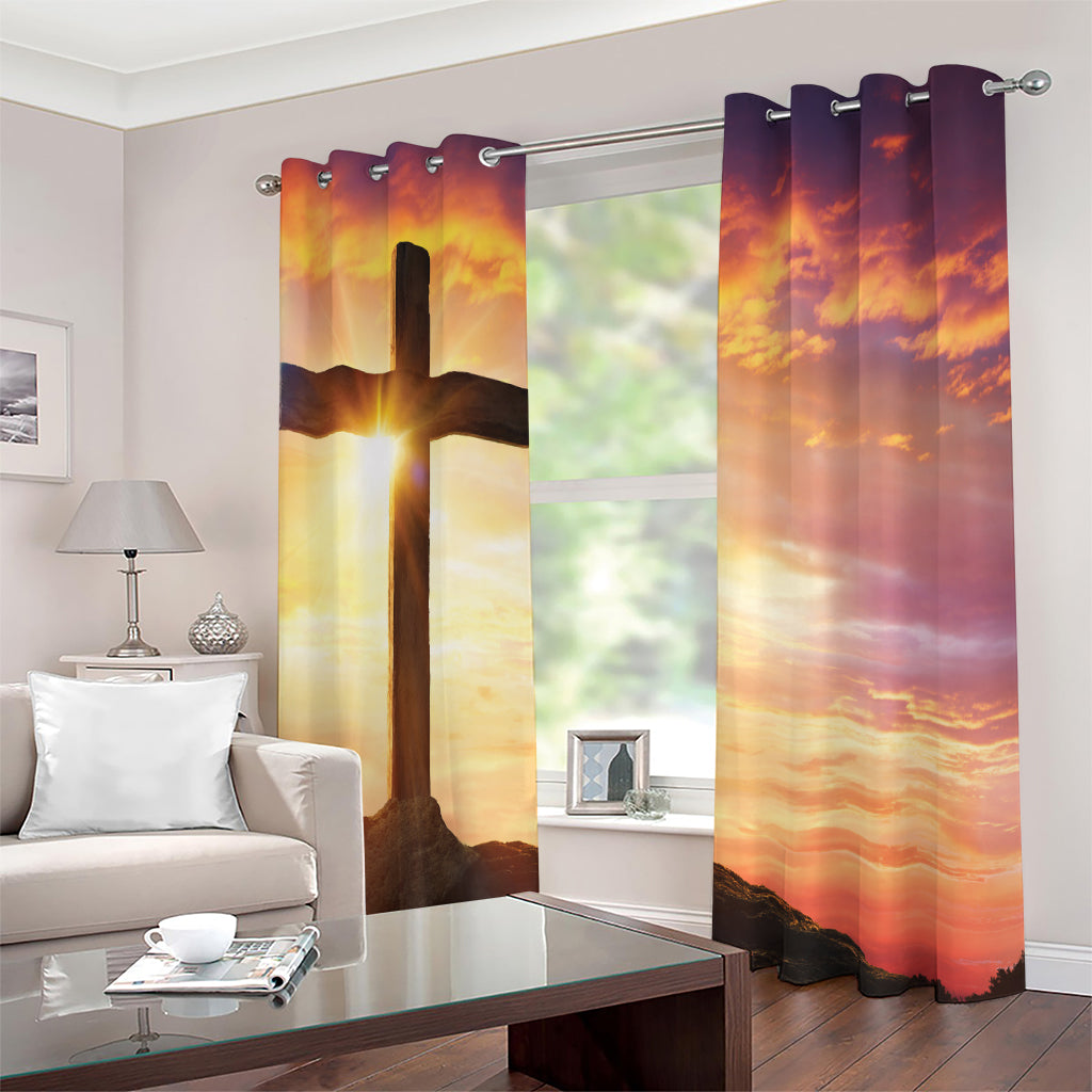 Crucifixion Of Jesus Christ Print Extra Wide Grommet Curtains