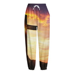 Crucifixion Of Jesus Christ Print Fleece Lined Knit Pants