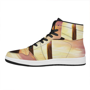 Crucifixion Of Jesus Christ Print High Top Leather Sneakers