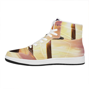 Crucifixion Of Jesus Christ Print High Top Leather Sneakers