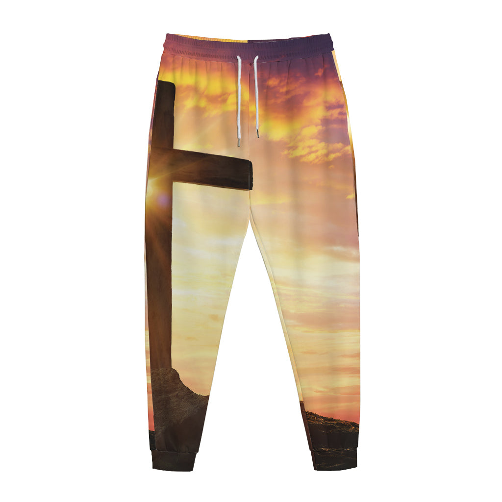 Crucifixion Of Jesus Christ Print Jogger Pants