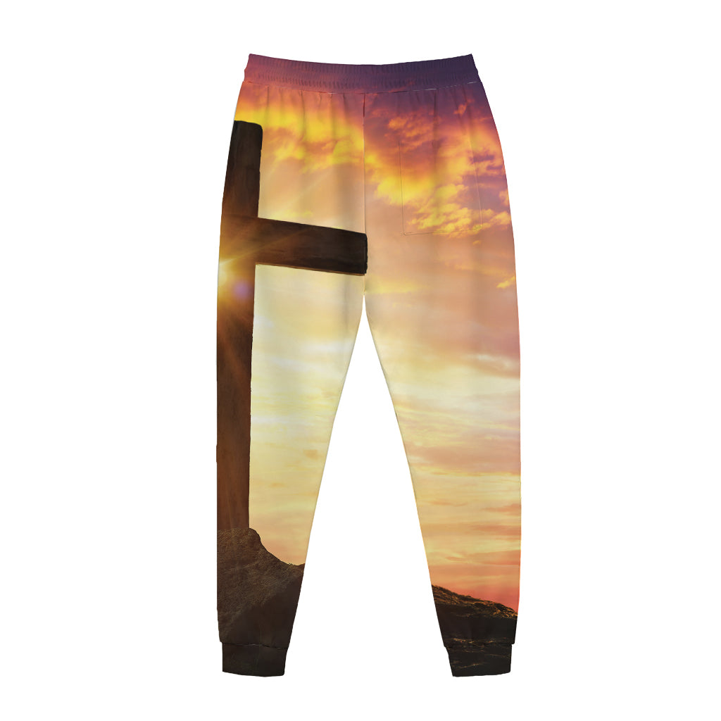 Crucifixion Of Jesus Christ Print Jogger Pants