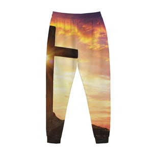 Crucifixion Of Jesus Christ Print Jogger Pants