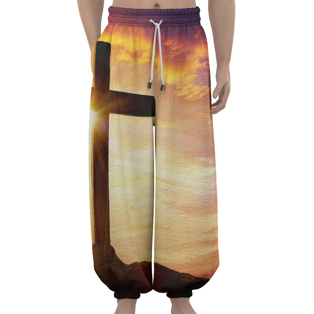 Crucifixion Of Jesus Christ Print Lantern Pants