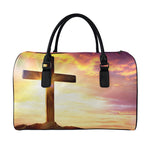 Crucifixion Of Jesus Christ Print Leather Duffle Bag