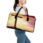 Crucifixion Of Jesus Christ Print Leather Duffle Bag