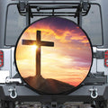 Crucifixion Of Jesus Christ Print Leather Spare Tire Cover