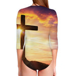 Crucifixion Of Jesus Christ Print Long Sleeve Swimsuit