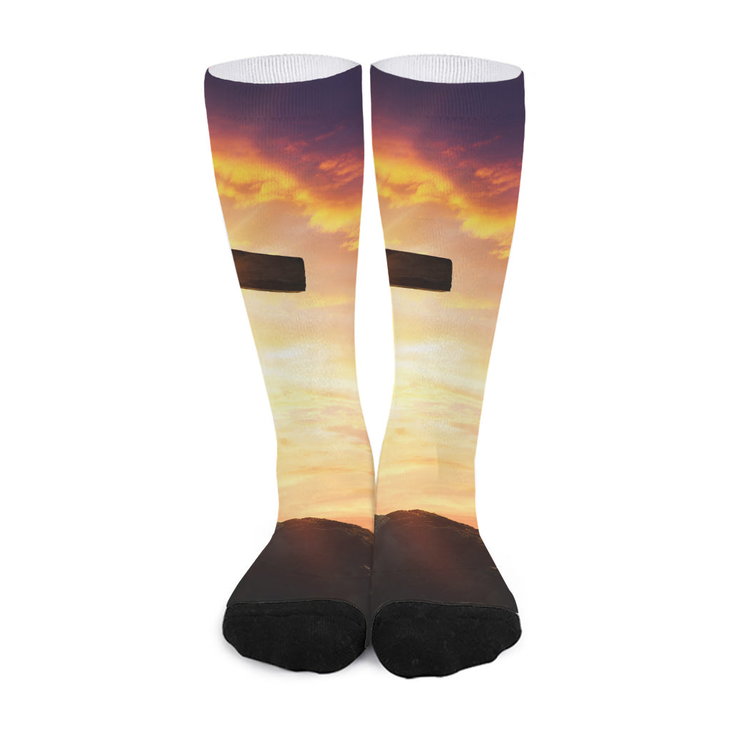 Crucifixion Of Jesus Christ Print Long Socks