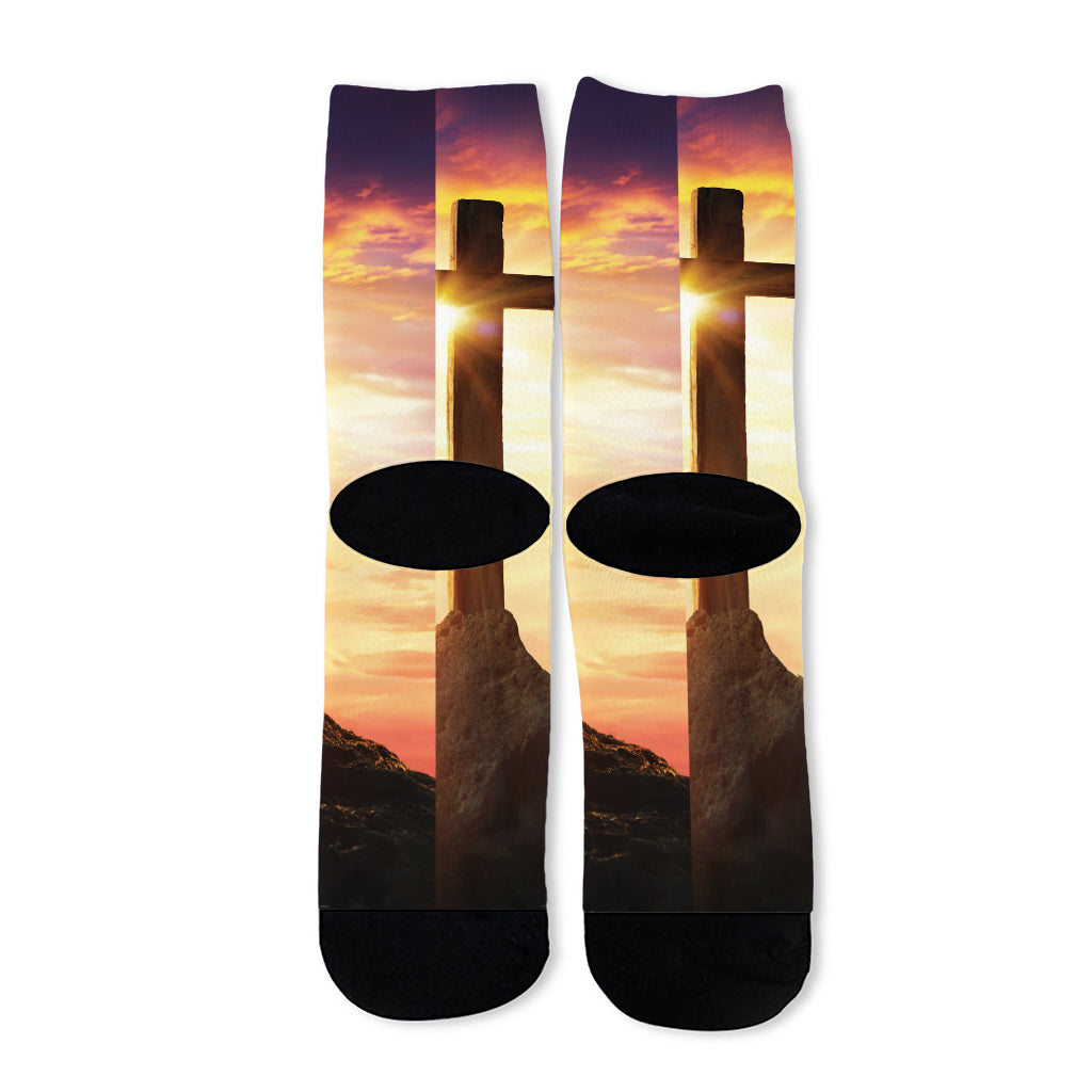 Crucifixion Of Jesus Christ Print Long Socks