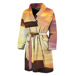 Crucifixion Of Jesus Christ Print Men's Bathrobe