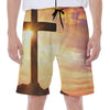 Crucifixion Of Jesus Christ Print Men's Beach Shorts