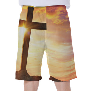 Crucifixion Of Jesus Christ Print Men's Beach Shorts