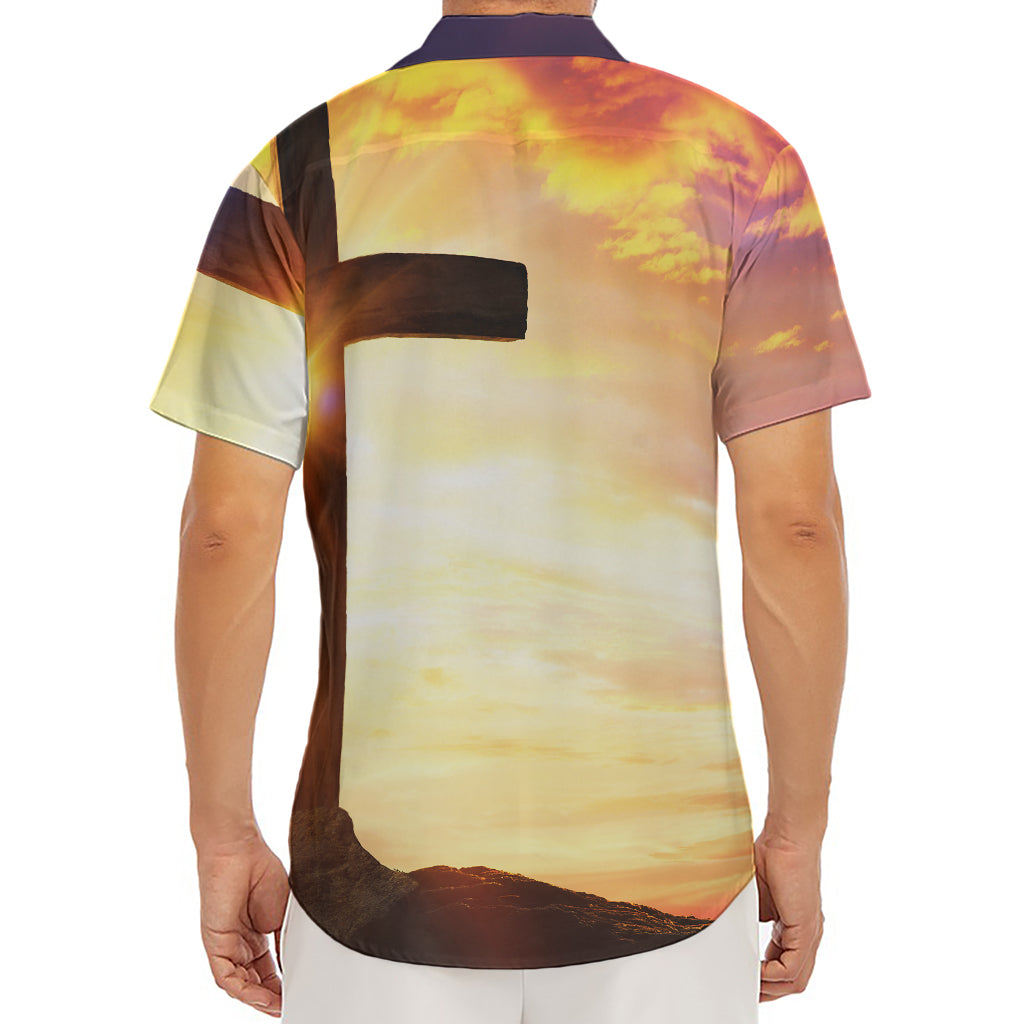 Crucifixion Of Jesus Christ Print Men's Deep V-Neck Shirt