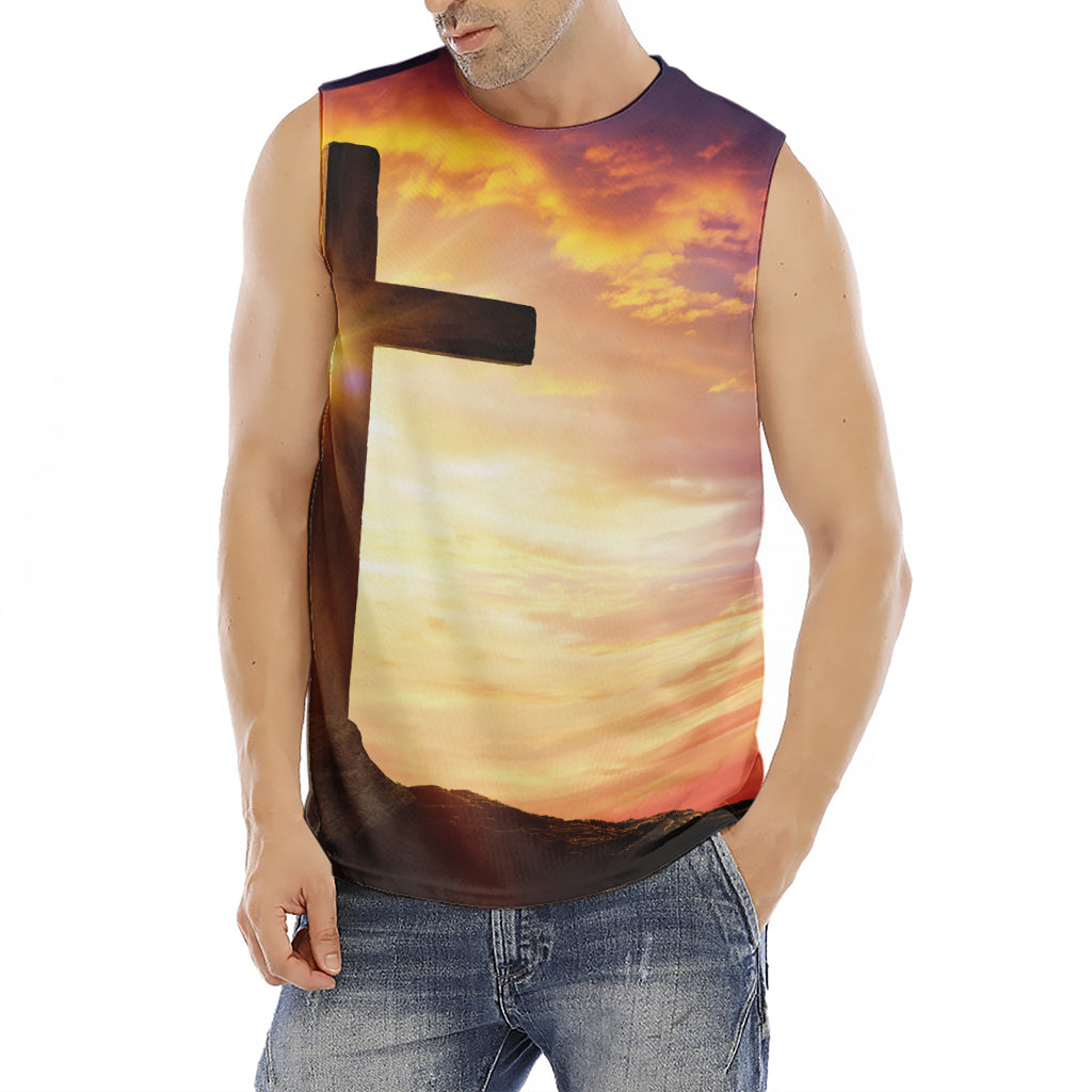 Crucifixion Of Jesus Christ Print Men's Fitness Tank Top