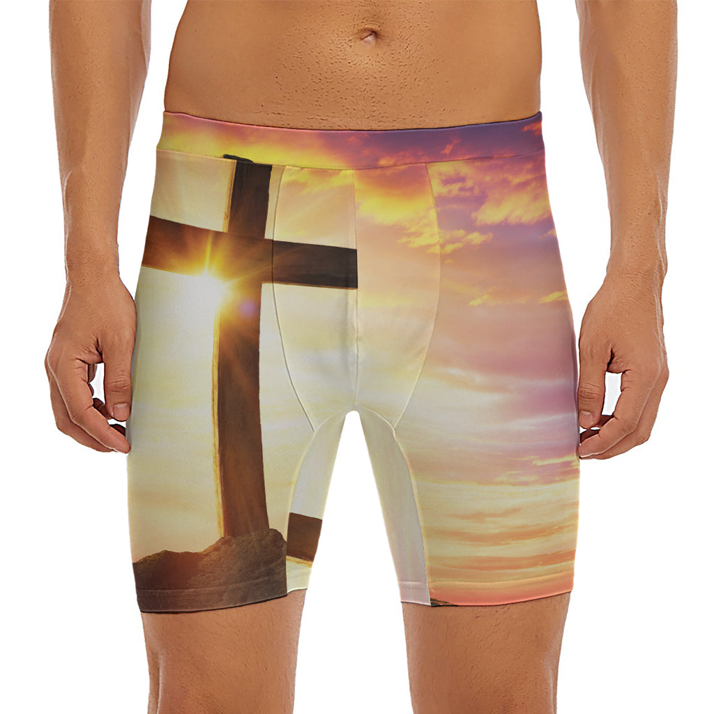 Crucifixion Of Jesus Christ Print Men's Long Boxer Briefs