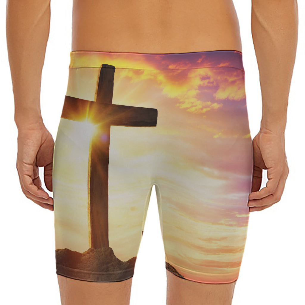 Crucifixion Of Jesus Christ Print Men's Long Boxer Briefs