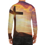 Crucifixion Of Jesus Christ Print Men's Long Sleeve Rash Guard