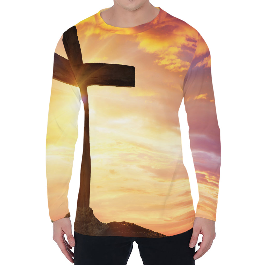 Crucifixion Of Jesus Christ Print Men's Long Sleeve T-Shirt