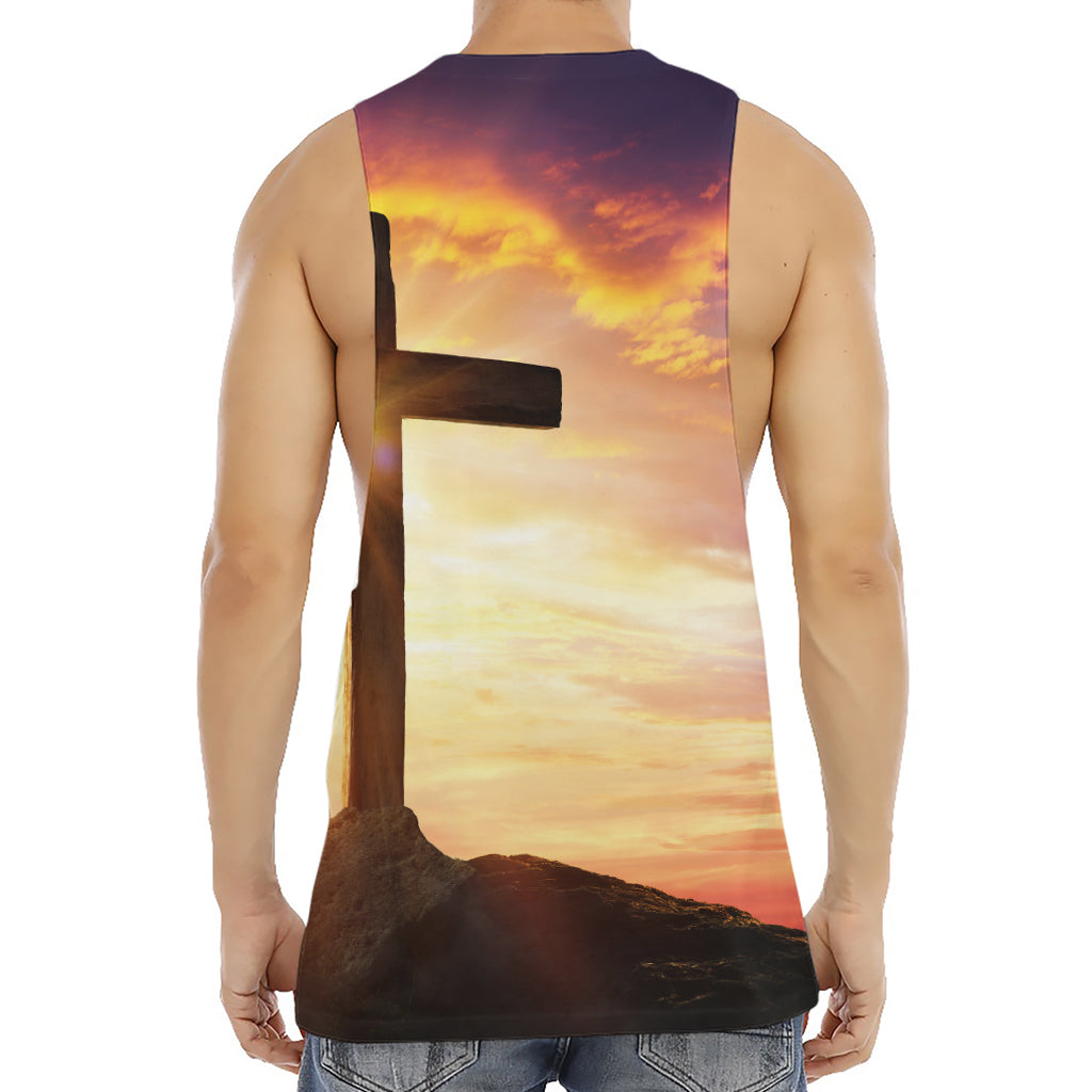 Crucifixion Of Jesus Christ Print Men's Muscle Tank Top
