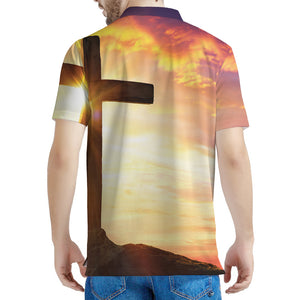 Crucifixion Of Jesus Christ Print Men's Polo Shirt