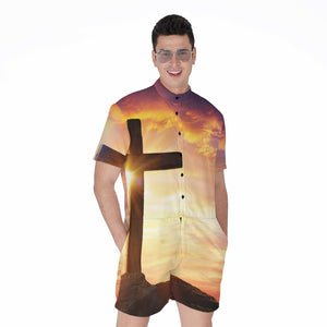 Crucifixion Of Jesus Christ Print Men's Rompers