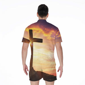 Crucifixion Of Jesus Christ Print Men's Rompers