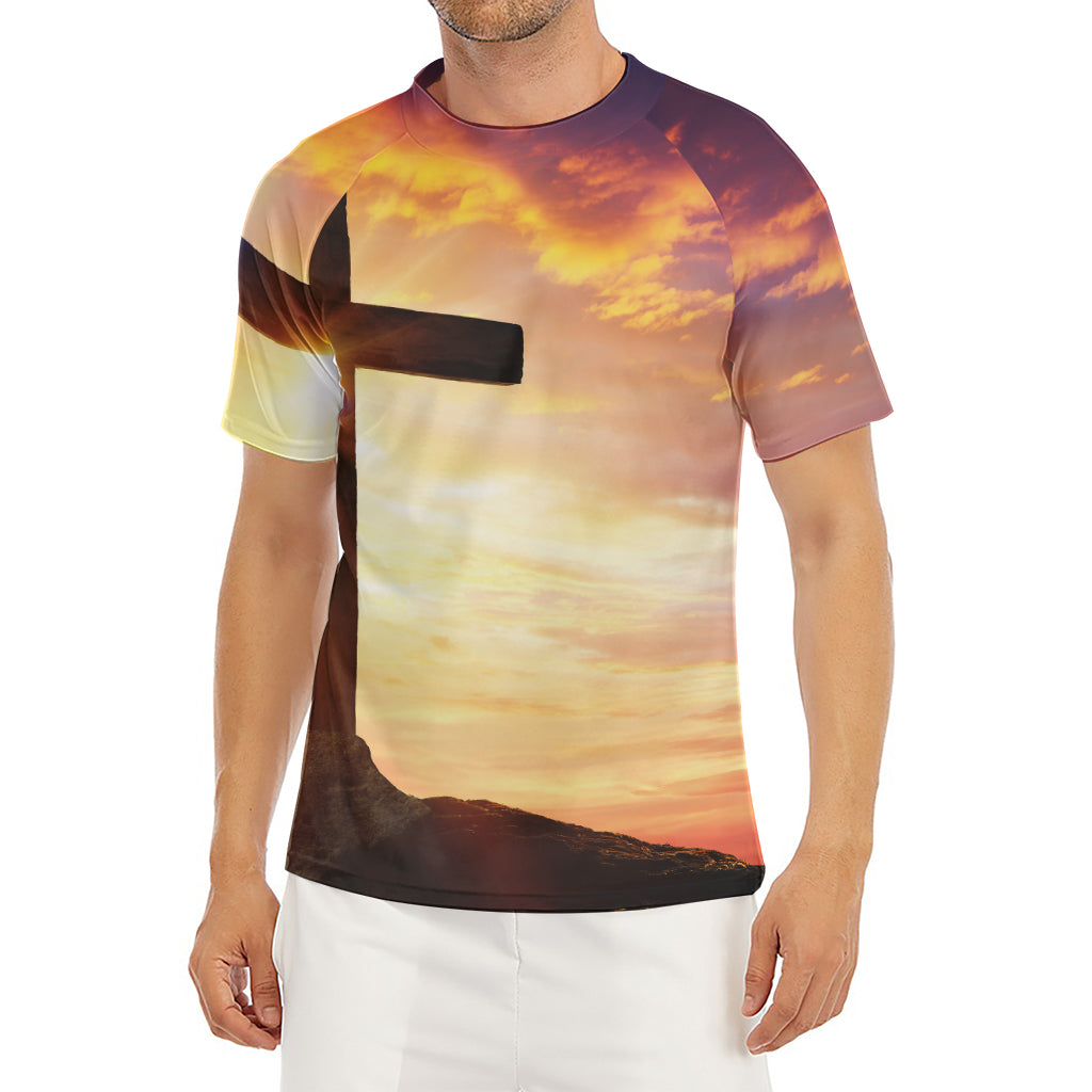 Crucifixion Of Jesus Christ Print Men's Short Sleeve Rash Guard