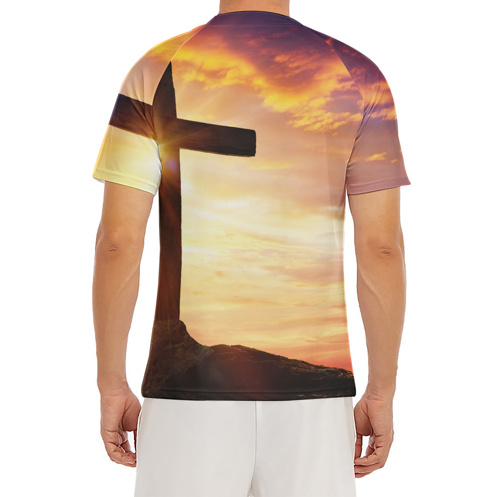 Crucifixion Of Jesus Christ Print Men's Short Sleeve Rash Guard