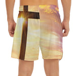 Crucifixion Of Jesus Christ Print Men's Split Running Shorts