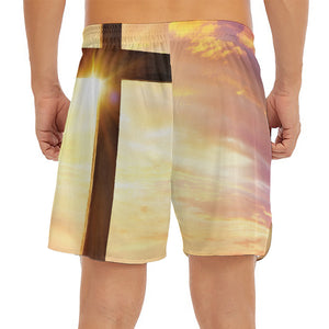 Crucifixion Of Jesus Christ Print Men's Split Running Shorts