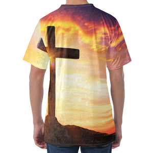 Crucifixion Of Jesus Christ Print Men's Velvet T-Shirt