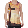 Crucifixion Of Jesus Christ Print Men's Velvet Tank Top