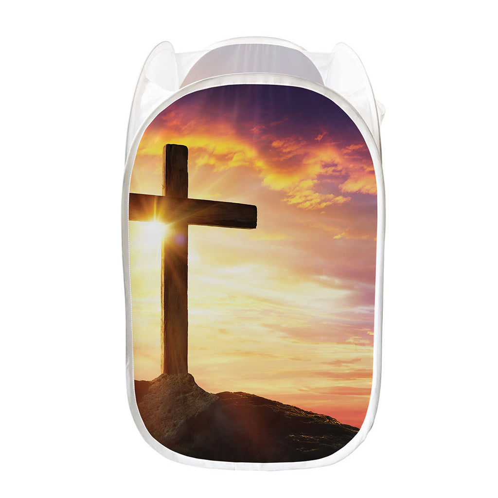 Crucifixion Of Jesus Christ Print Mesh Laundry Hamper