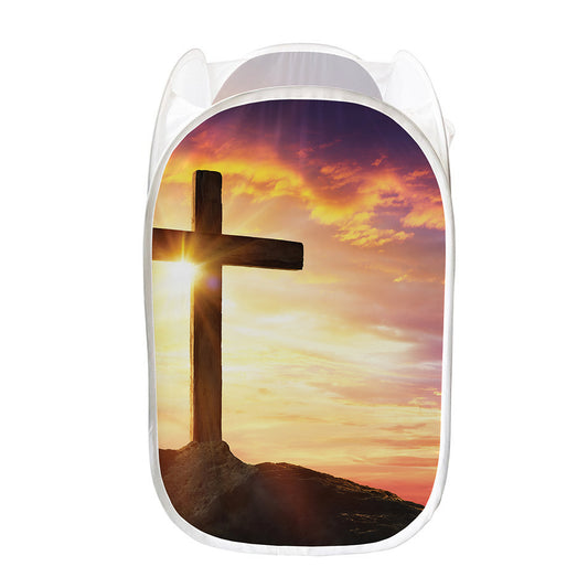 Crucifixion Of Jesus Christ Print Mesh Laundry Hamper