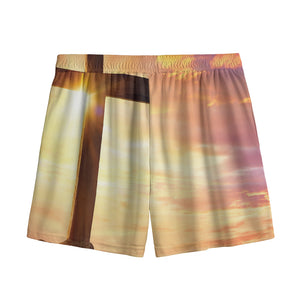 Crucifixion Of Jesus Christ Print Mesh Shorts