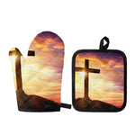 Crucifixion Of Jesus Christ Print Oven Mitt And Pot Holder Set