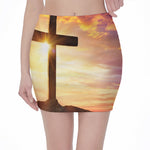 Crucifixion Of Jesus Christ Print Pencil Mini Skirt