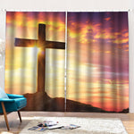 Crucifixion Of Jesus Christ Print Pencil Pleat Curtains