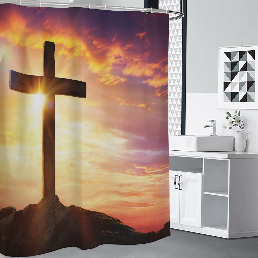 Crucifixion Of Jesus Christ Print Premium Shower Curtain