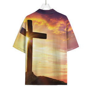 Crucifixion Of Jesus Christ Print Rayon Hawaiian Shirt